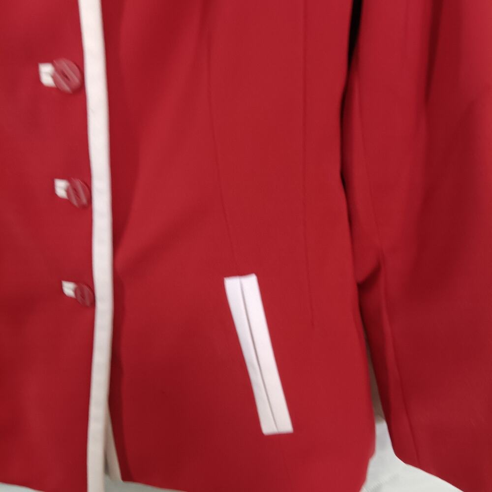 Sag Harbor Women's 2Pc Jacket & Skirt Suit Red w/White Trim, Sz 10, Lined, Chic - Picture 7 of 16